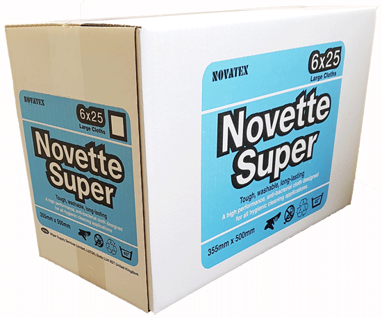 NOVETTE SUPER - Heavy Duty Antibacterial Cloths Case of 6 Packs